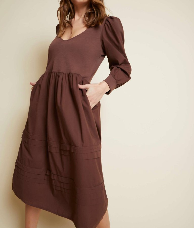 Mahal Peasant Combo Dress In Pinot Noir