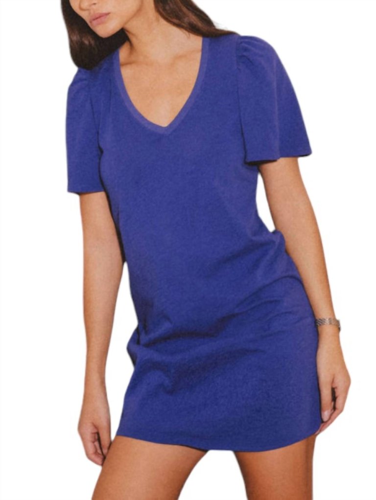 Mallory Flutter Sleeve Dress In Blue