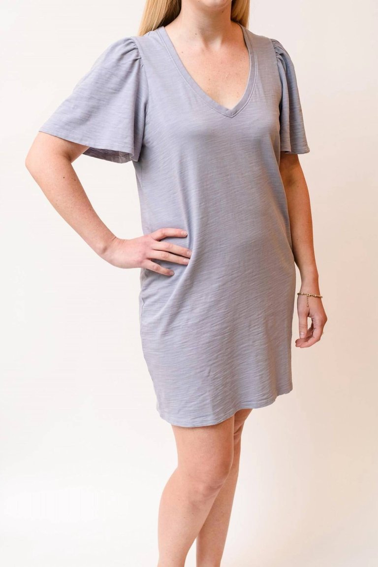 Mallory Flutter Sleeve T-Shirt Dress In Light Purple - Light Purple