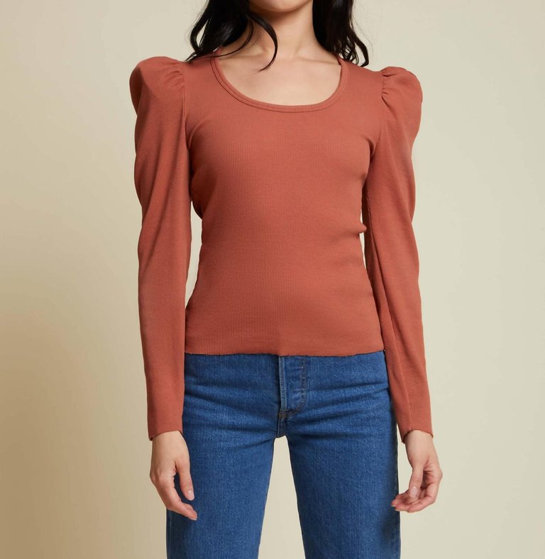 Michelle Long Sleeve Tee In Red Clay - Red Clay