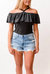 Morgan Ruffled Halter In Black - Black