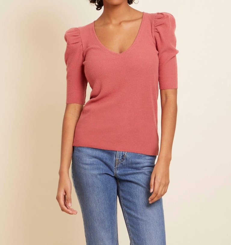 Nancy Puff Sleeve Sweater Tee In Rosehip - Rosehip