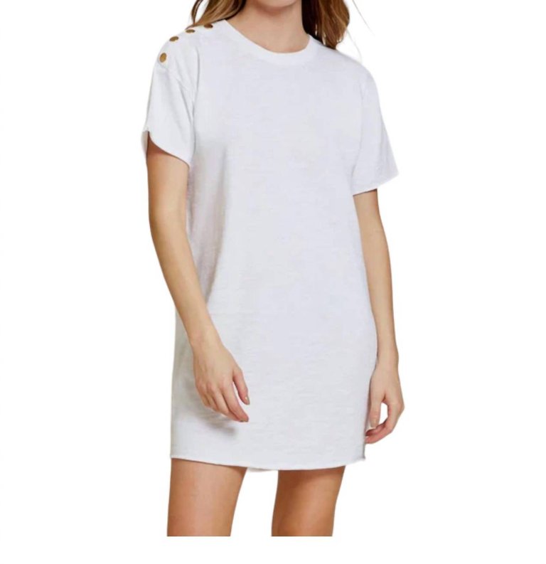 Rowan Short Sleeve Dress In White - White