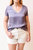 Sateen V-Neck Tee In Purple - Purple