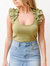 Valentina Ruffled Tank In Lichen - Lichen