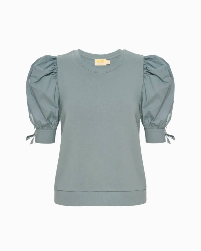 Wynna Combo Tie Sweatshirt In Dusty Blue - Dusty Blue