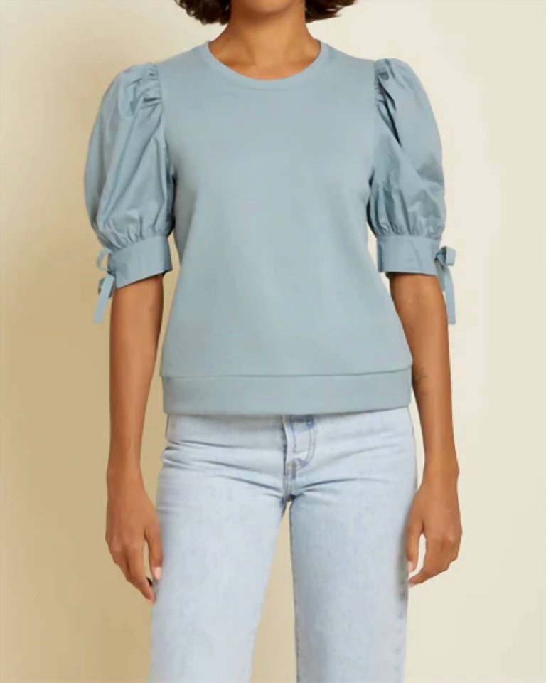 Wynna Combo Tie Sweatshirt In Dusty Blue