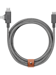 Belt Cable Duo Pro 240W - USB-C To USB-C & Lightning - Zebra