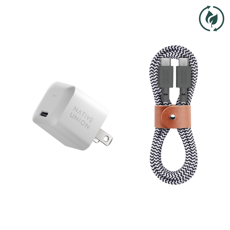 Fast Gan Charger PD 30W With USB-C Cable - White