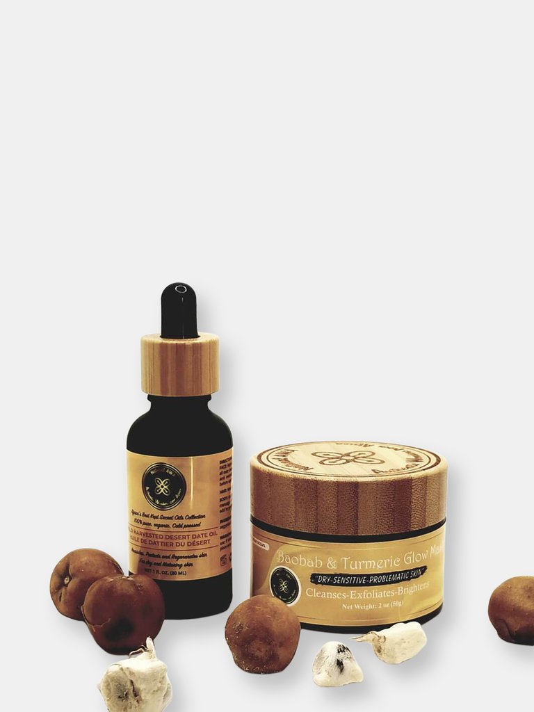 Baobab,turmeric,& Desert Date Glow Facial Set(Mask & Oil)