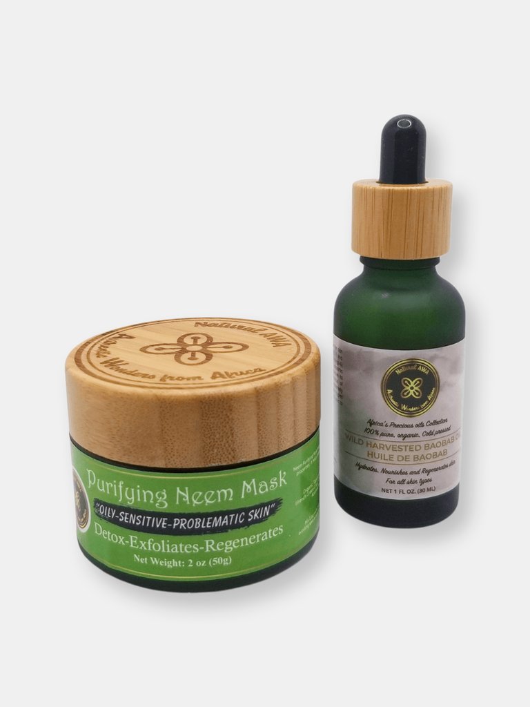 Purifying Neem & Baobab Facial Set(Mask & Oil)