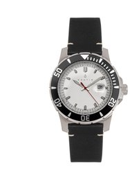 Nautis Diver Pro 200 Leather-Band Watch w/Date - Black/White