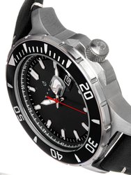 Nautis Diver Pro 200 Leather-Band Watch w/Date