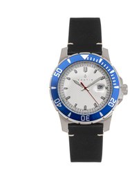 Nautis Diver Pro 200 Leather-Band Watch w/Date - Blue/White