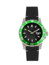 Nautis Diver Pro 200 Leather-Band Watch w/Date - Green/Black