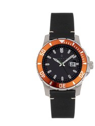 Nautis Diver Pro 200 Leather-Band Watch w/Date - Orange/Black
