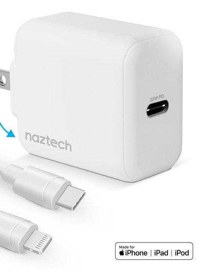 Naztech 20W PD Wall Charger + USB-C To Lightning 4ft Cable - White product
