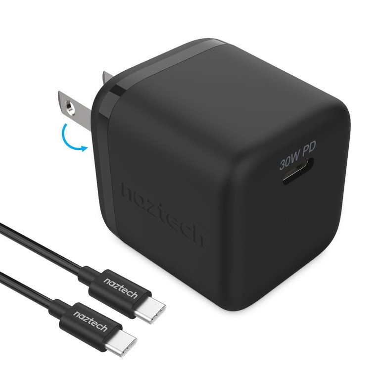 30W PD Wall Charger + USB-C To USB-C Cable 6ft For Traveling