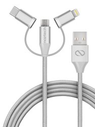 3X1 Micro Lightning & USB-C Charge/Sync 6ft Cable