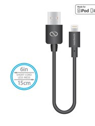 MFi Lightning Charge/Sync USB Cable 6" In Black