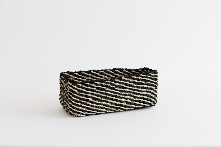 Abaca Storage Tray - Stripe Noir