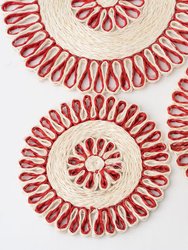 Handwoven Seagrass Placemat | Trivet | Red | 10"