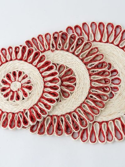 NEEPA HUT Handwoven Seagrass Placemat | Trivet | Red | 16" product