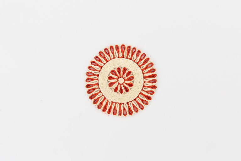 Handwoven Seagrass Placemat | Trivet | Red | 8"