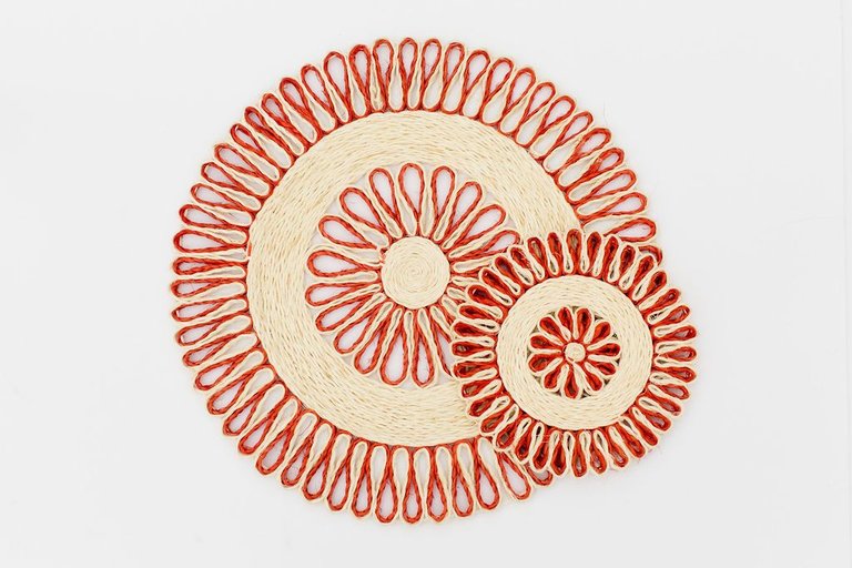 Handwoven Seagrass Placemat | Trivet - Red - Red