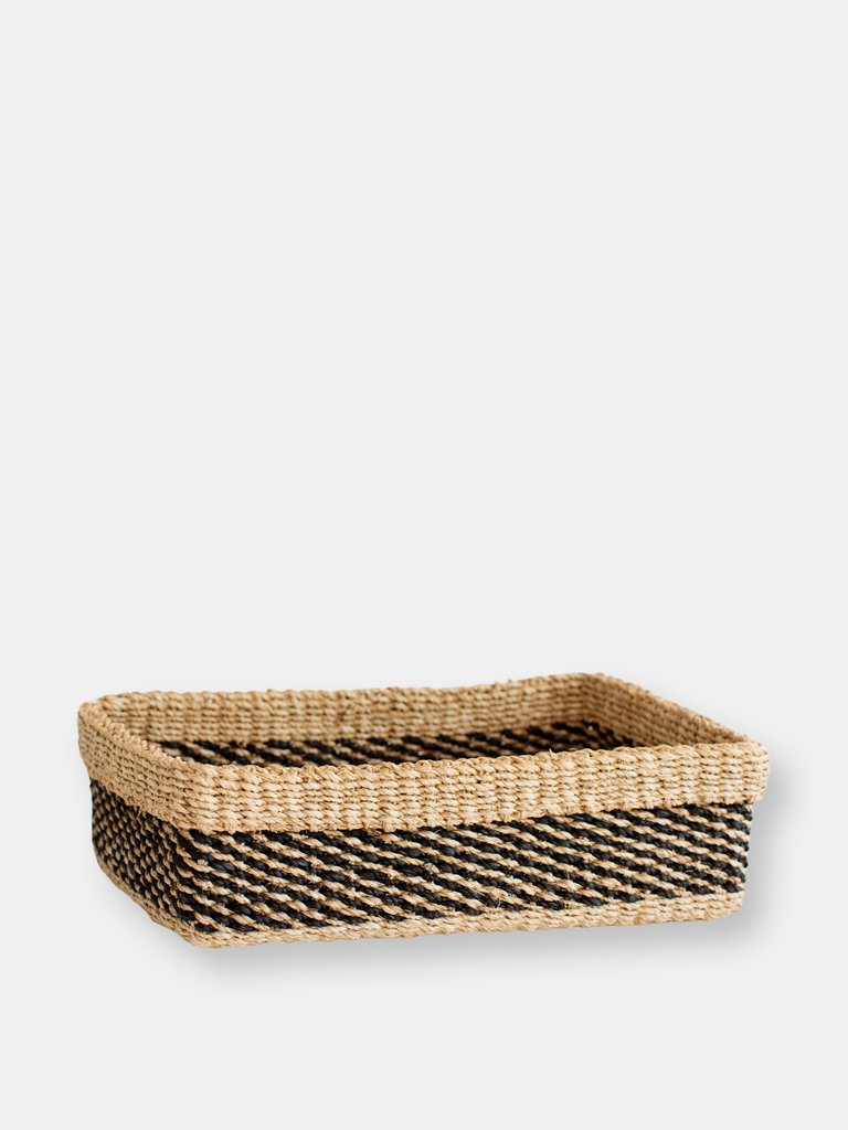 Woven Catchall Storage Tray | Stripe Noir