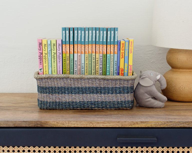 Woven Catchall Storage Tray - Blue, Grey