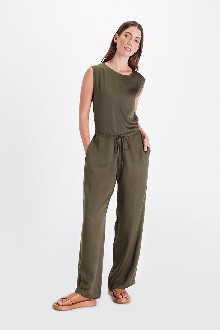 Wide Leg Palazzo Pants - Olive Night