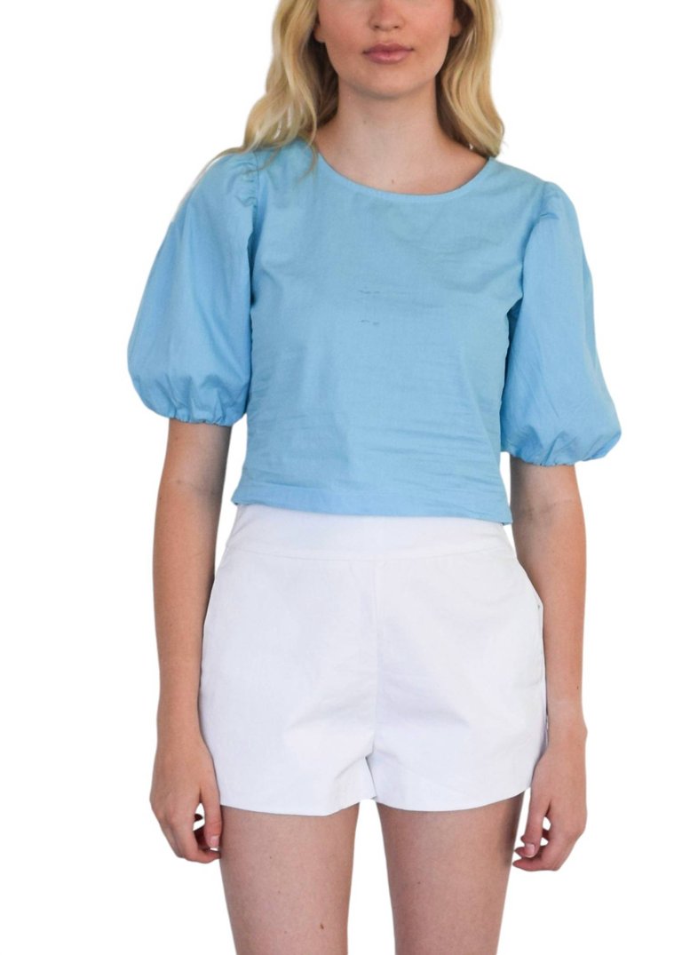 Everything Short Sleeve Top In Blue Poplin - Blue Poplin