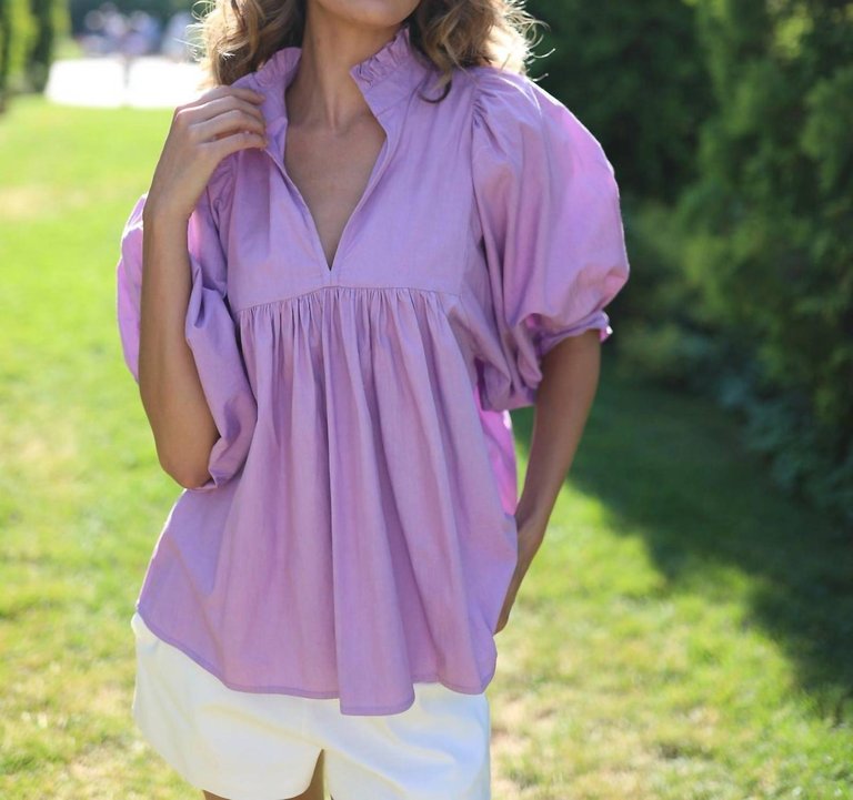 High Neck Top In Lila Lavender