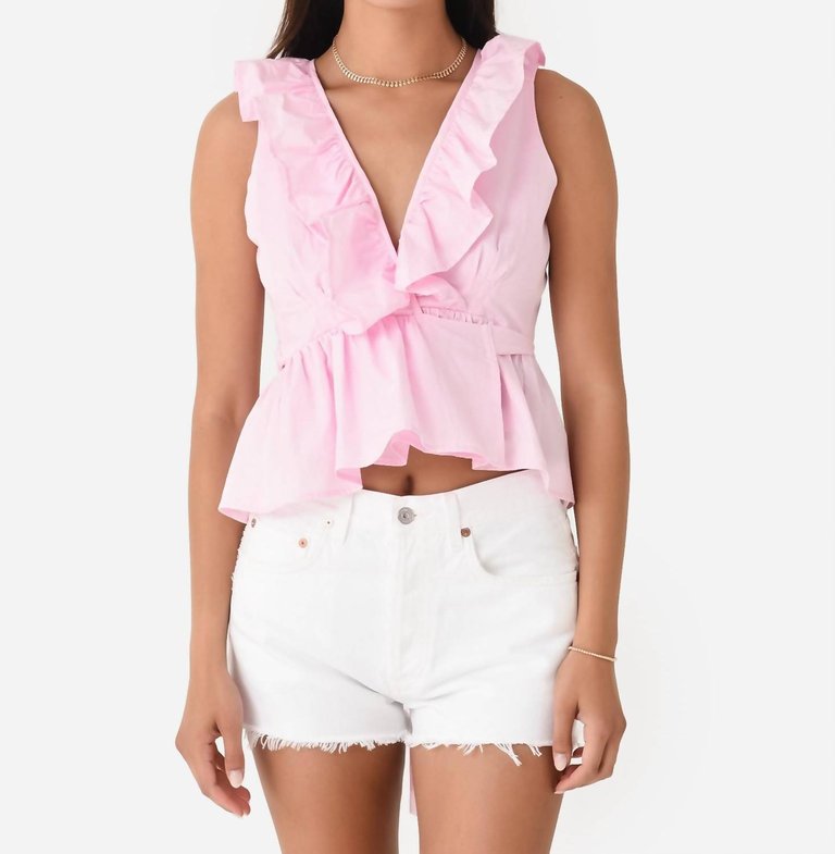 Ruffle Wrap Top In Peony - Peony