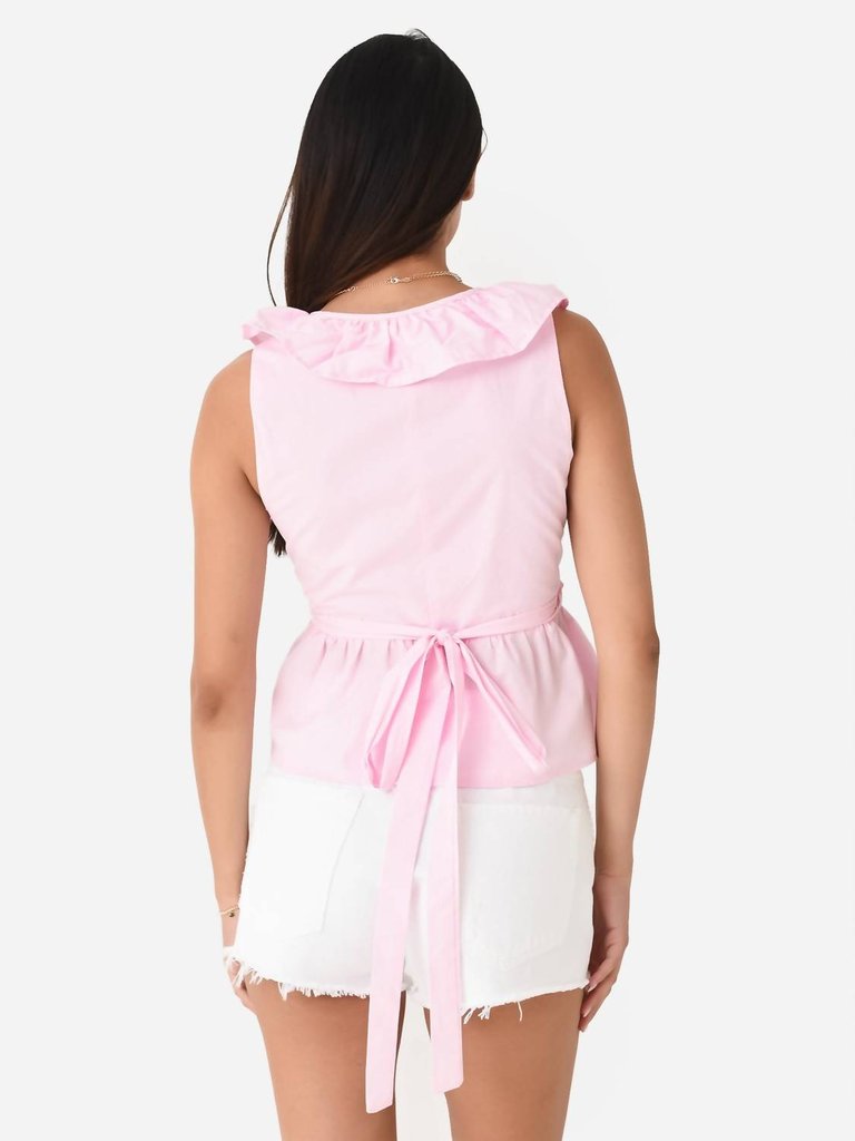 Ruffle Wrap Top In Peony