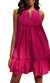 Short Tiered Dress In Magenta Poplin - Magenta Poplin