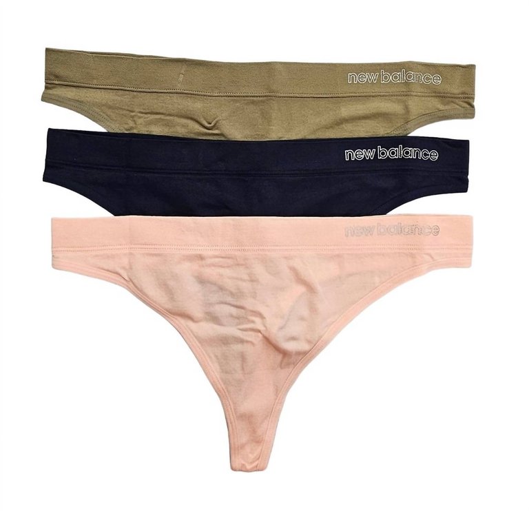 Women's 3-Pack Performance Seamless Thong In Pink/Natural Indigo/Camo - Pink/Natural Indigo/Camo