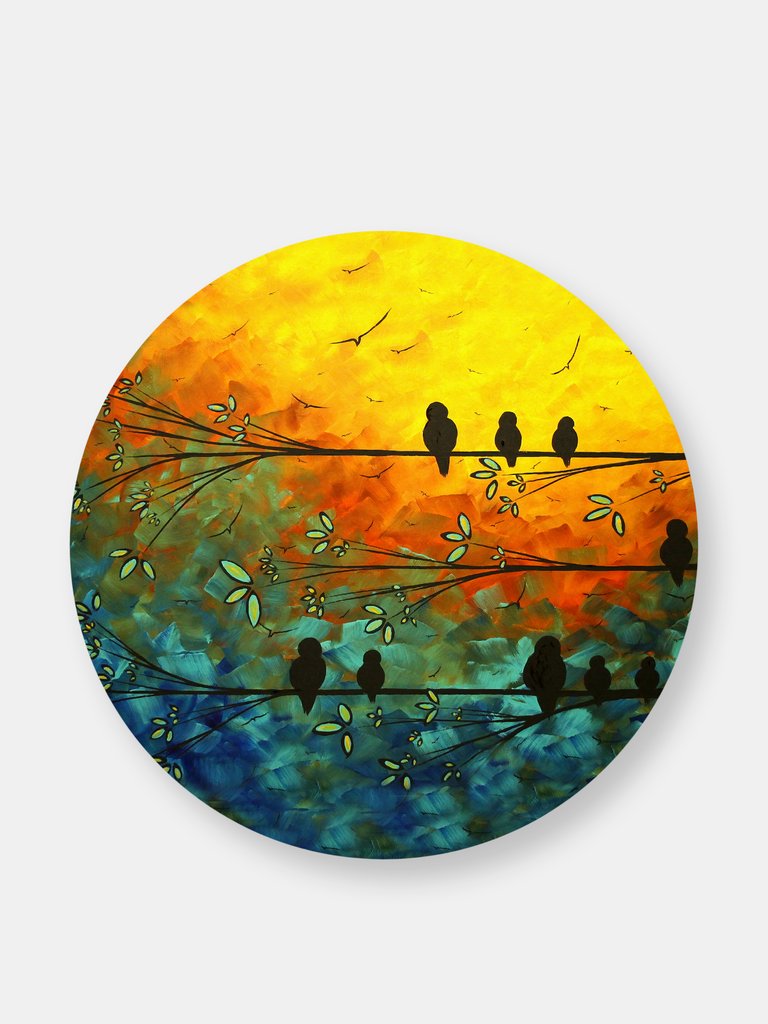 Birds of a Feather Round Wall Art - Yellow