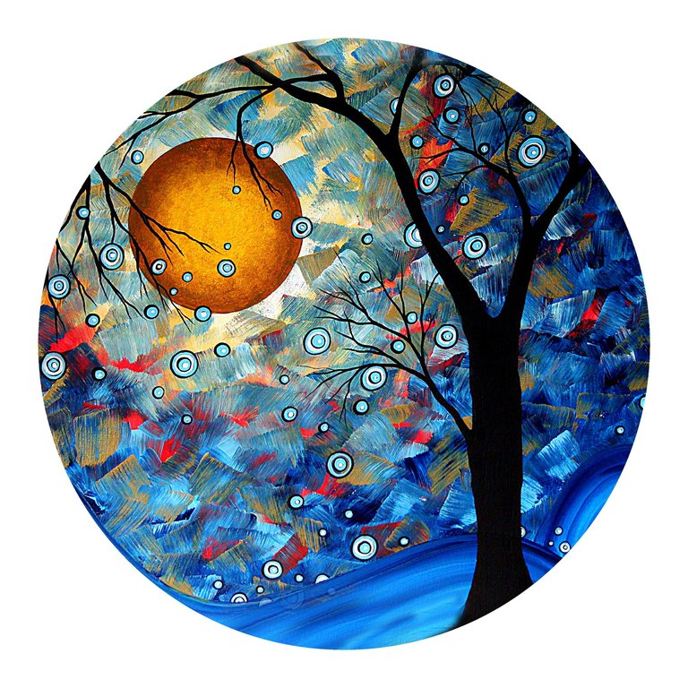 Blue Essence Round Wall Art - Blue