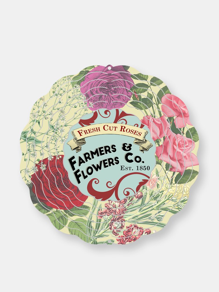 Farmer and Flowers Wind Spinner - Red