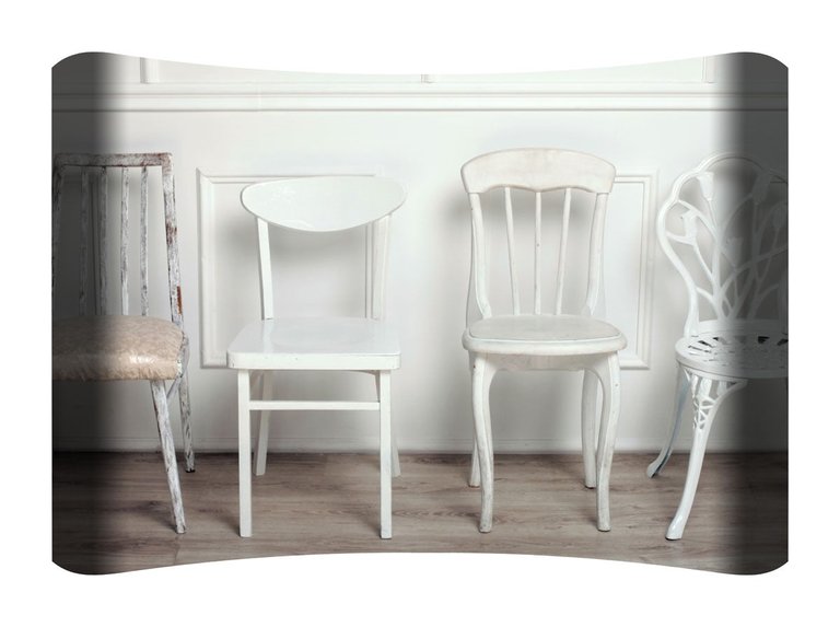 Four Chairs Curved Wall Art - White