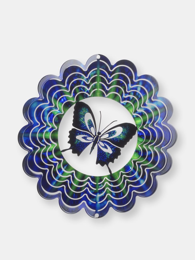 Kaleidoscope Butterfly Blue Wind Spinner - Blue