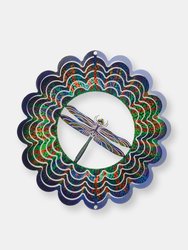 Kaleidoscope Dragonfly Blue Wind Spinner - Blue