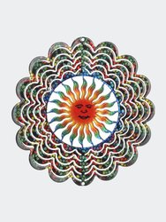 Kaleidoscope Sun Face Stained Glass Wind Spinner - Orange