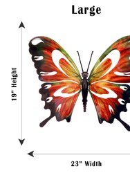 Large Butterfly Metal Wall Art Orange / Black