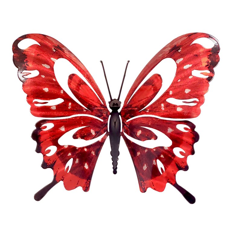 Large Butterfly Metal Wall Art Scarlett - Red