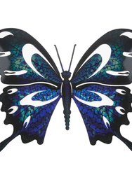 Large Butterfly Metal Wall Art - Blue / Black