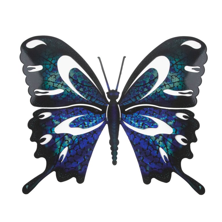 Large Butterfly Metal Wall Art - Blue / Black