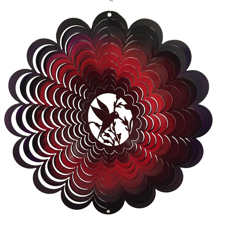 Large Hummingbird Red/Purple Wind Spinner - Red